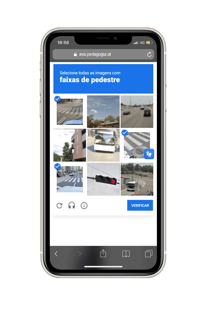 Passo 3: Desafio reCAPTCHA — selecione imagens e verifique
