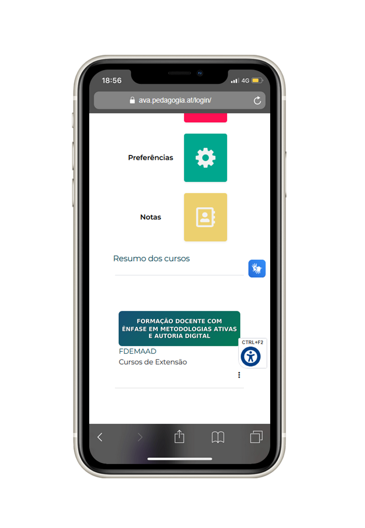 Passo 5: Meus cursos — localizar e clicar no curso